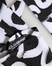 Dolce & Gabbana Black White DG Logo Elbow Length Mitten Gloves