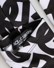 Dolce & Gabbana Black White DG Logo Elbow Length Mitten Gloves