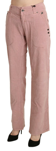 Ermanno Scervino Cotton Pink High Waist Straight Trouser Pants