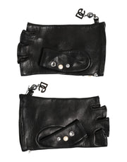 Dolce & Gabbana Blue Logo Fingerless Wrist Length Mitten Gloves
