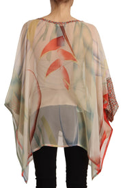 Etro Silk Multicolor Printed Poncho Long Sleeves Women Blouse Top