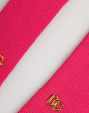 Dolce & Gabbana Pink Wool Fingerless Elbow Length Mitten Gloves