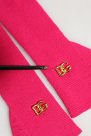 Dolce & Gabbana Pink Wool Fingerless Elbow Length Mitten Gloves
