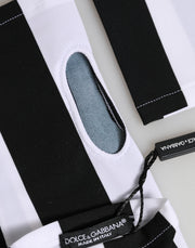 Dolce & Gabbana Black White Nylon Fingerless Wrist Length Gloves