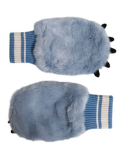 Dolce & Gabbana Blue Acrylic Knitted Fur Wrist Mitten Gloves