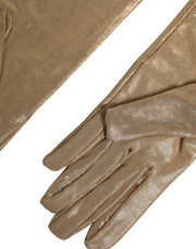 Dolce & Gabbana Beige Nylon Long Elbow Length Mitten Gloves