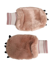 Dolce & Gabbana Brown Acrylic Knitted Fur Wrist Mitten Gloves