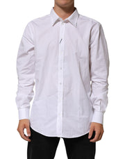 Dolce & Gabbana White Cotton Collared Long Sleeve Men Dress Shirt