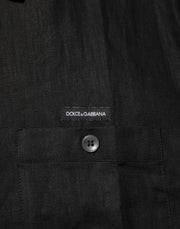 Carhartt Wip Black Linen Collared Short Sleeve Polo Shirt