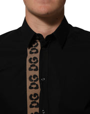 Dolce & Gabbana Black DG Cotton Collared MARTINI Dress Shirt