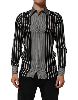 Dolce & Gabbana Black White Stripes Men MARTINI Dress Shirt