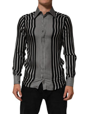 Dolce & Gabbana Black White Stripes Men MARTINI Dress Shirt
