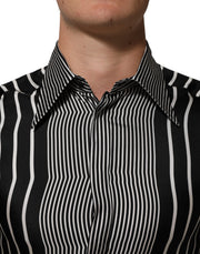 Dolce & Gabbana Black White Stripes Men MARTINI Dress Shirt