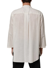 Dolce & Gabbana White Cotton Floral Print Button Down Shirt