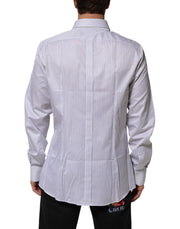 Dolce & Gabbana White Stripes Long Sleeves GOLD Dress Shirt