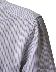 Dolce & Gabbana White Stripes Cotton Men GOLD Dress Shirt