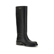 Prada Black Calf Leather Bos Taurus High Heel Boots