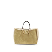 Valentino Garavani Beige Calf Leather Bos Taurus Shoulder Bag