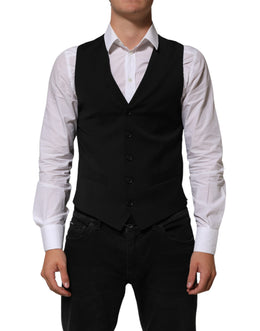 Dolce & Gabbana Black Polyester Dress Formal Waistcoat Vest