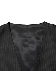 Dolce & Gabbana Black Wool Men Dress Formal Waistcoat Vest