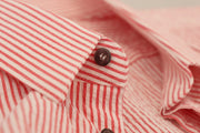 Dolce & Gabbana Red White Striped Cotton Short Sleeve Shirt