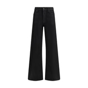 7FOR Black Cotton Flared Jeans