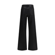 7FOR Black Cotton Flared Jeans