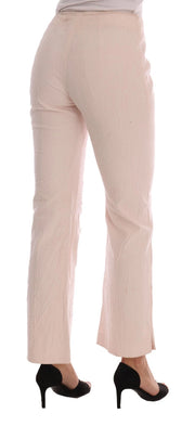 Ermanno Scervino Beige Cotton Stretch Straight Trousers Pants