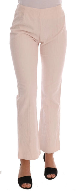 Ermanno Scervino Beige Cotton Stretch Straight Trousers Pants