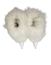 Dolce & Gabbana White Fur Pointed Knee High Stiletto Boots Shoes