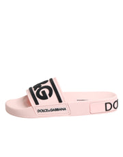 Dolce & Gabbana Pink Rubber Slides Sandals Beachwear Shoes