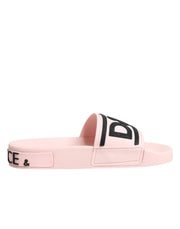 Dolce & Gabbana Pink Rubber Slides Sandals Beachwear Shoes