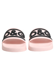 Dolce & Gabbana Pink Rubber Slides Sandals Beachwear Shoes