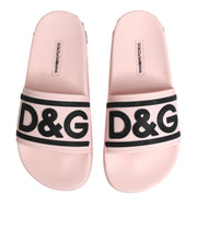 Dolce & Gabbana Pink Rubber Slides Sandals Beachwear Shoes