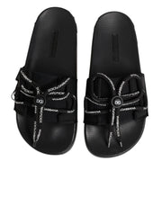 Dolce & Gabbana Black logo print Slides Beachwear Shoes