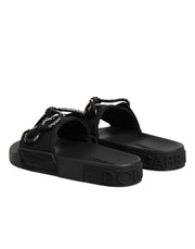 Dolce & Gabbana Black logo print Slides Beachwear Shoes