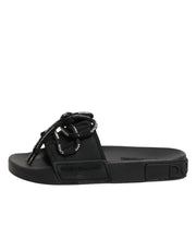 Dolce & Gabbana Black logo print Slides Beachwear Shoes