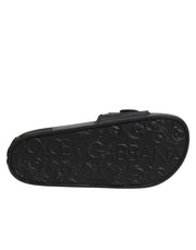 Dolce & Gabbana Black logo print Slides Beachwear Shoes