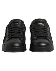 Dolce & Gabbana Black Floral Lace Low Top Sneakers Shoes