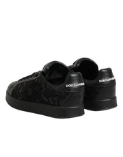 Dolce & Gabbana Black Floral Lace Low Top Sneakers Shoes