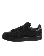 Dolce & Gabbana Black Floral Lace Low Top Sneakers Shoes