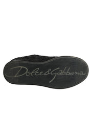 Dolce & Gabbana Black Floral Lace Low Top Sneakers Shoes