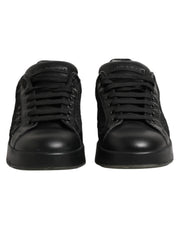 Dolce & Gabbana Black Floral Lace Low Top Sneaker Shoes