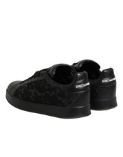 Dolce & Gabbana Black Floral Lace Low Top Sneaker Shoes