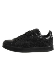 Dolce & Gabbana Black Floral Lace Low Top Sneaker Shoes
