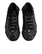 Dolce & Gabbana Shoes Black Embellished Low Top NS1 Sneakers Shoes