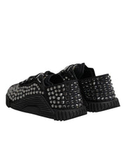 Dolce & Gabbana Shoes Black Embellished Low Top NS1 Sneakers Shoes