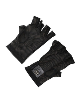 Dolce & Gabbana Black Nylon Wrist Length Fingerless Mitten Gloves