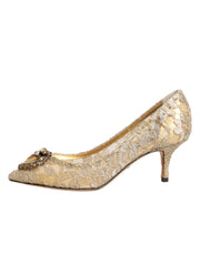 Dolce & Gabbana Gold Taormina Lace DEVOTION Pumps  Shoes
