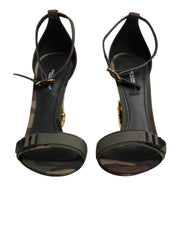 Dolce & Gabbana Multicolor DG Logo Heels Camouflage Sandals Shoes